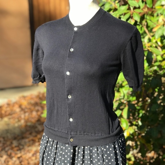 Comme des Garçons Vintage 70s Polka Dot Silk Maxi Dress Cottagecore Blue Small - Picture 3 of 10